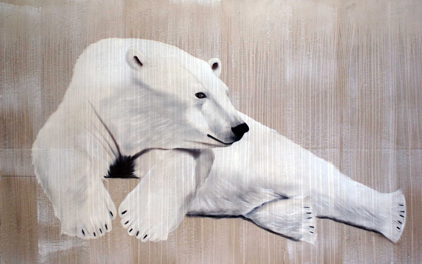 Ours Bettina ours-polaire-blanc Thierry Bisch artiste peintre contemporain animaux tableau art  nature biodiversité conservation  