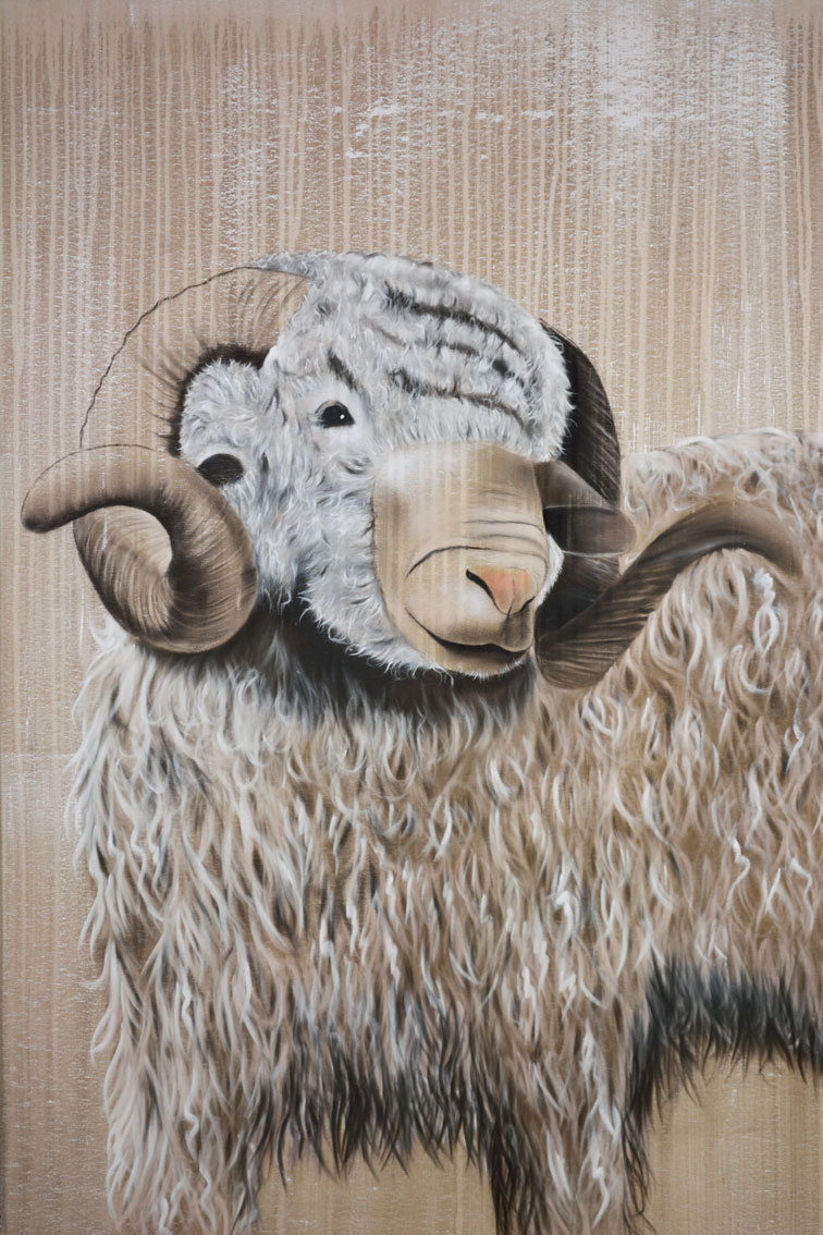 ARIES-3 bélier-mouton- Thierry Bisch artiste peintre animaux tableau art  nature biodiversité conservation  