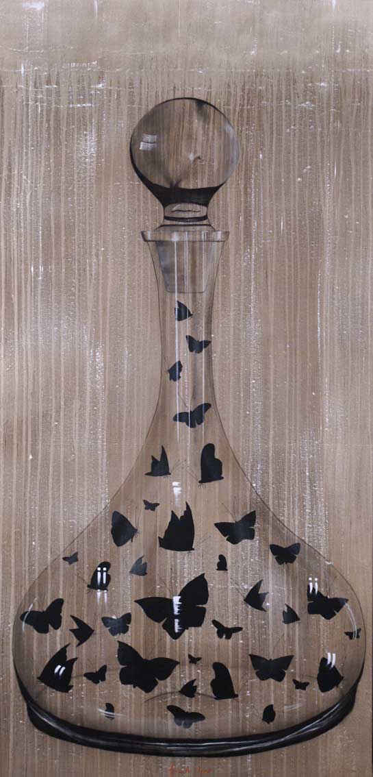 Papillons Carafe-papillon Thierry Bisch artiste peintre animaux tableau art  nature biodiversité conservation Monaco Prince-Albert Fondation-Prince-Albert-de-Monaco 