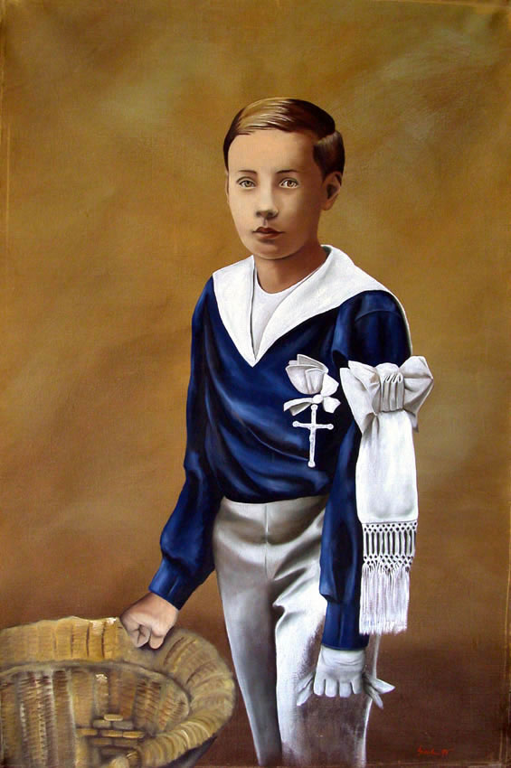 Edmond enfant-communiant-portrait-communion-solennelle-rituels-religieux Thierry Bisch artiste peintre animaux tableau art  nature biodiversité conservation  