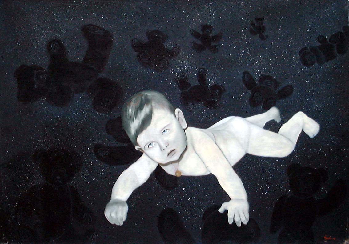 Les-ours-noirs doudou Thierry Bisch artiste peintre animaux tableau art  nature biodiversité conservation Monaco Prince-Albert Fondation-Prince-Albert-de-Monaco 