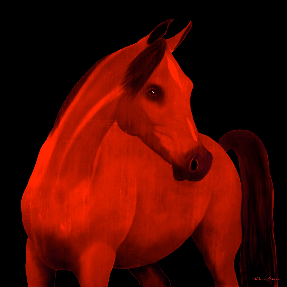 MALDOVA Cheval-Etalon-rouge-pur-sang-yearling Thierry Bisch artiste peintre contemporain animaux tableau art décoration biodiversité conservation 