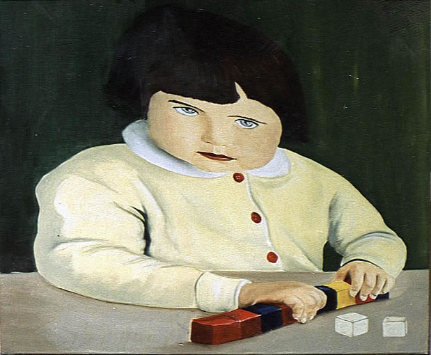 Marilor et les cubes enfants-portrait Thierry Bisch artiste peintre animaux tableau art  nature biodiversité conservation Monaco Prince-Albert Fondation-Prince-Albert-de-Monaco 