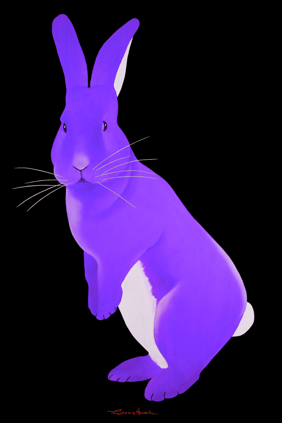 JOE RABBIT PURPLE lapin-liÈvre Thierry Bisch artiste peintre animaux tableau art  nature biodiversité conservation Monaco Prince-Albert Fondation-Prince-Albert-de-Monaco 