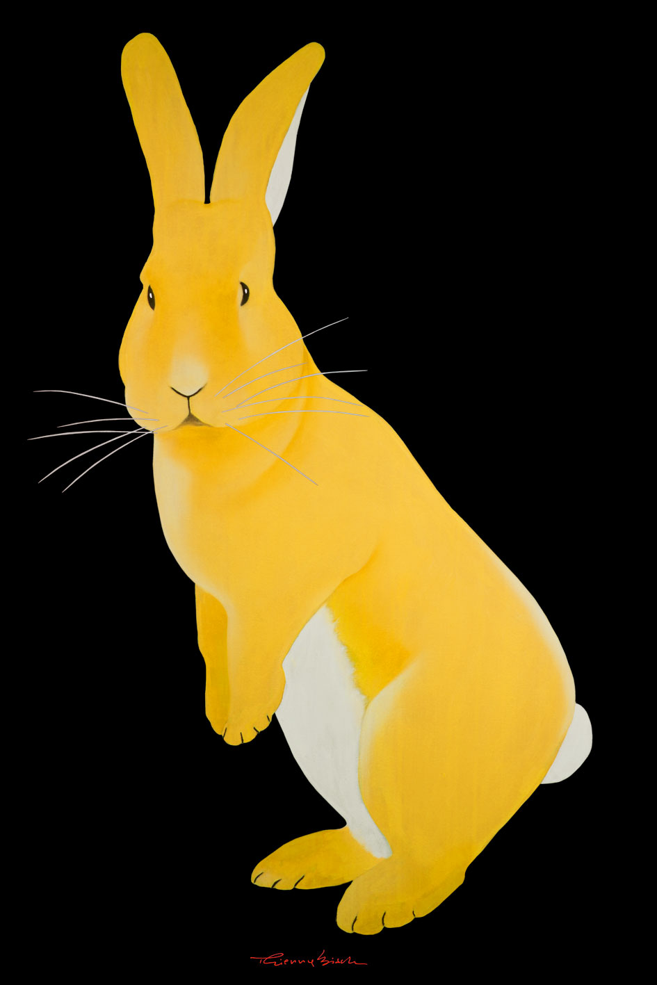 JOE RABBIT YELLOW lapin-liÈvre Thierry Bisch artiste peintre animaux tableau art  nature biodiversité conservation Monaco Prince-Albert Fondation-Prince-Albert-de-Monaco 