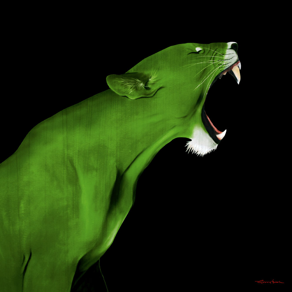 LIONESS GREEN LIONNE Thierry Bisch artiste peintre animaux tableau art  nature biodiversité conservation Monaco Prince-Albert Fondation-Prince-Albert-de-Monaco 