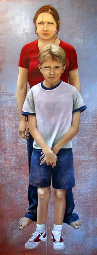 Lea et Seb portrait Thierry Bisch artiste peintre animaux tableau art  nature biodiversité conservation Monaco Prince-Albert Fondation-Prince-Albert-de-Monaco 