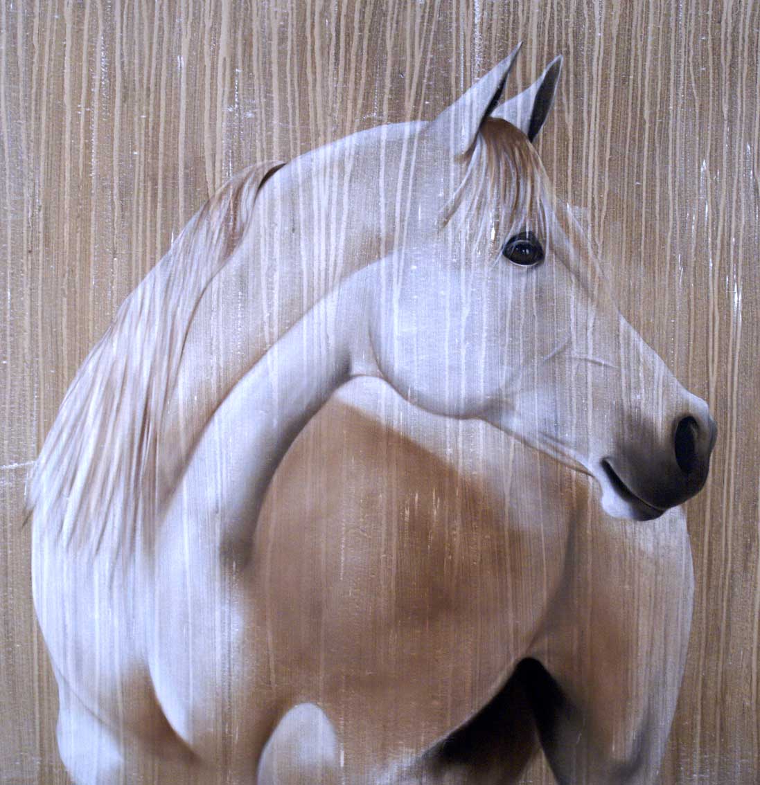 Pur-Sang-Arabe cheval-Pur-sang-arabe Thierry Bisch artiste peintre contemporain animaux tableau art décoration biodiversité conservation 
