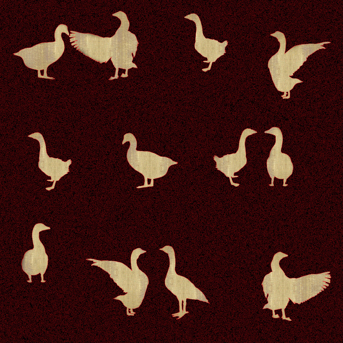 Golden-geese peinture-animalière Thierry Bisch artiste peintre contemporain animaux tableau art décoration biodiversité conservation 