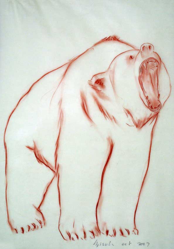 Grizzly peinture-animalière Thierry Bisch artiste peintre animaux tableau art  nature biodiversité conservation  