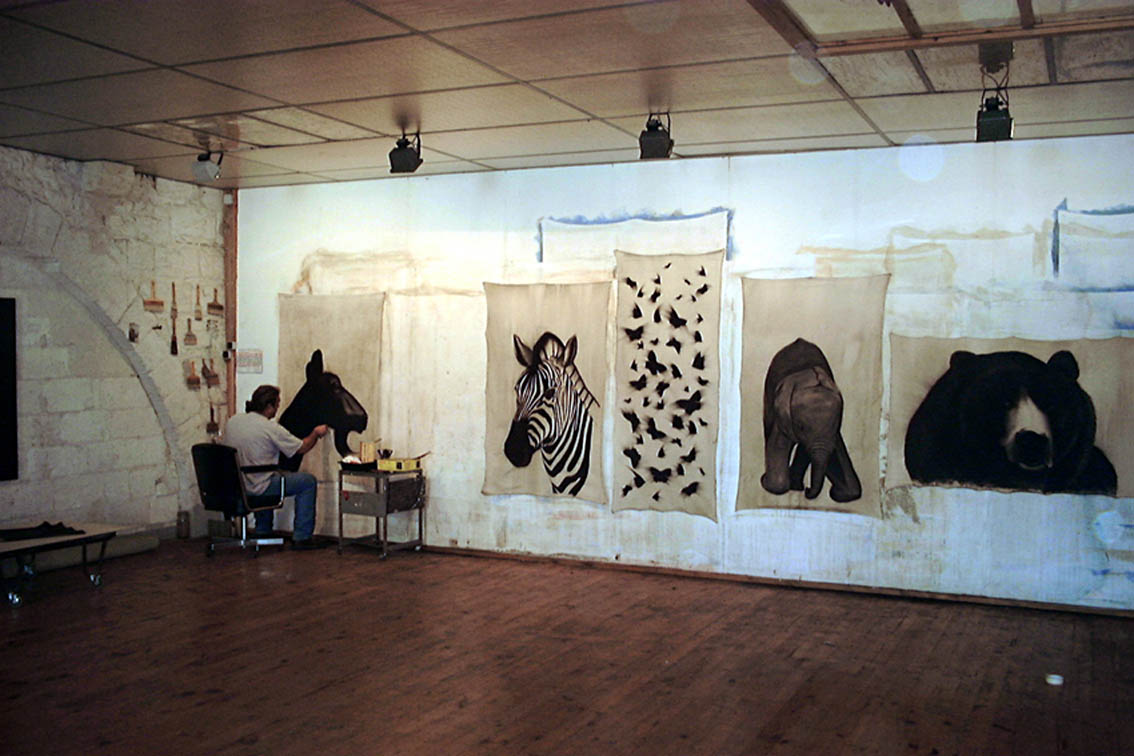 Atelier chèvre-du-Poitou-noire-biquette Thierry Bisch artiste peintre animaux tableau art  nature biodiversité conservation  