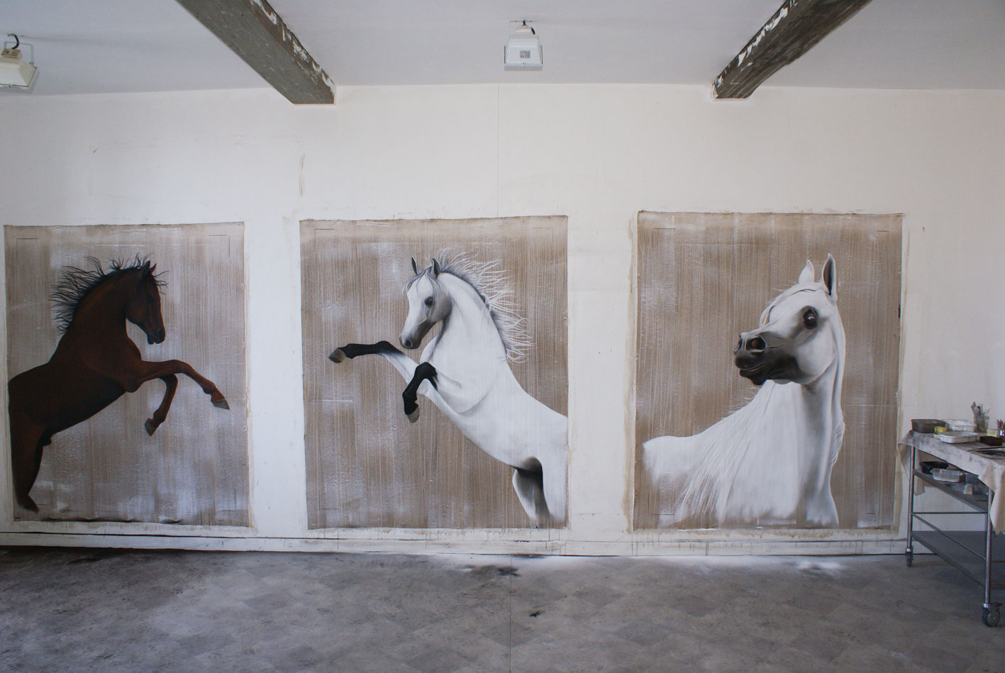 PSA 1 cheval-Pur-sang-arabe Thierry Bisch artiste peintre animaux tableau art  nature biodiversité conservation  