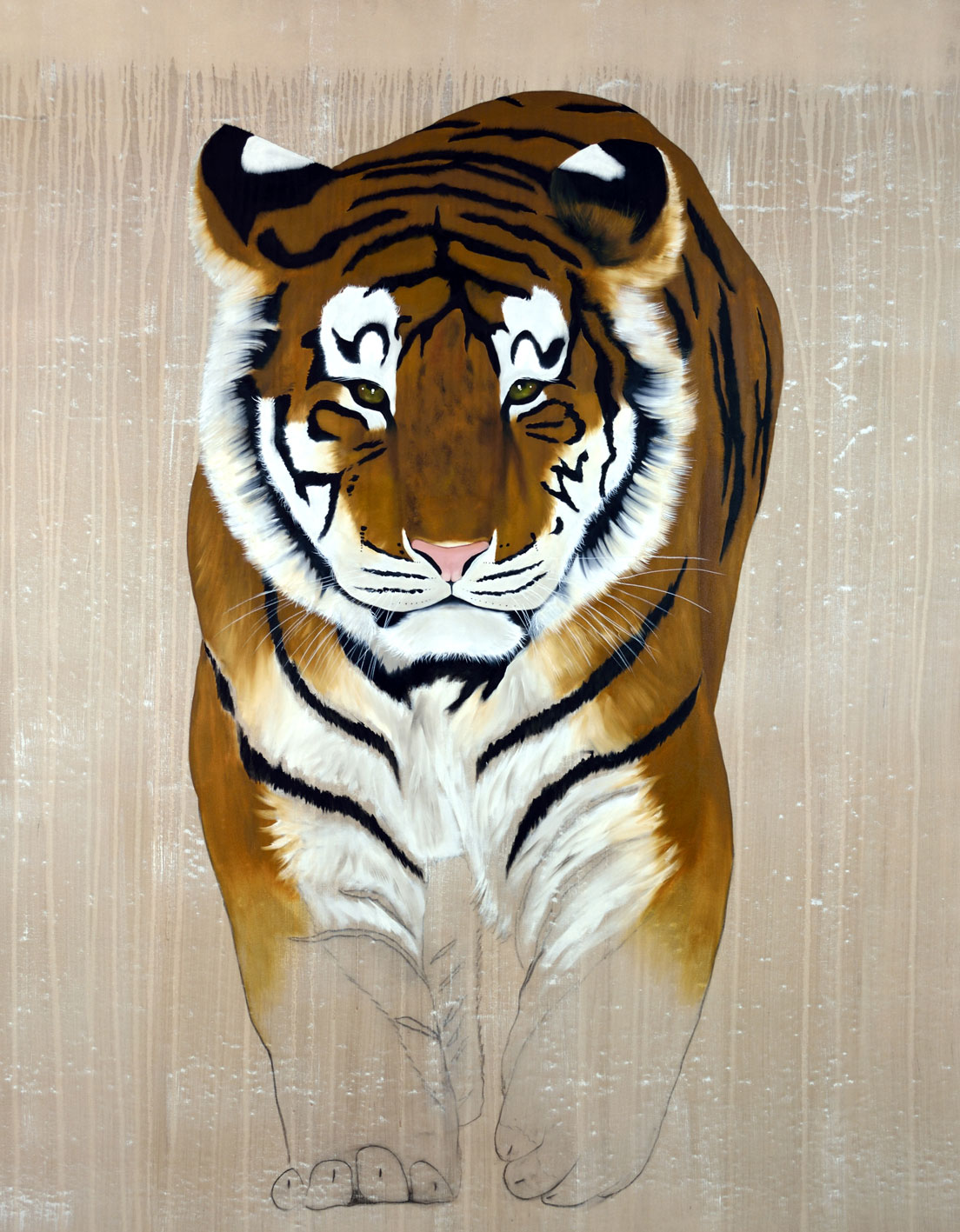 PANTHERA TIGRIS ALTAICA tigre-de-sibérie-amour-amur-menacé-extinction-protégé-disparition Thierry Bisch artiste peintre animaux tableau art  nature biodiversité conservation  