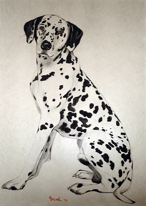Chien Dalmatien dalmatian-dog-pet Thierry Bisch Contemporary painter animals painting art  nature biodiversity conservation Monaco Prince-Albert Prince-Albert-of-Monaco 