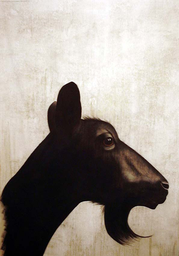 Chevre goat-black Thierry Bisch Contemporary painter animals painting art  nature biodiversity conservation Monaco Prince-Albert Prince-Albert-of-Monaco 