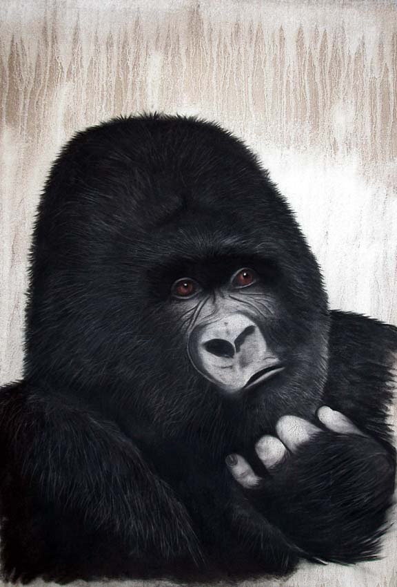 Molho Gorilla-ape-monkey Thierry Bisch Contemporary painter animals painting art  nature biodiversity conservation 