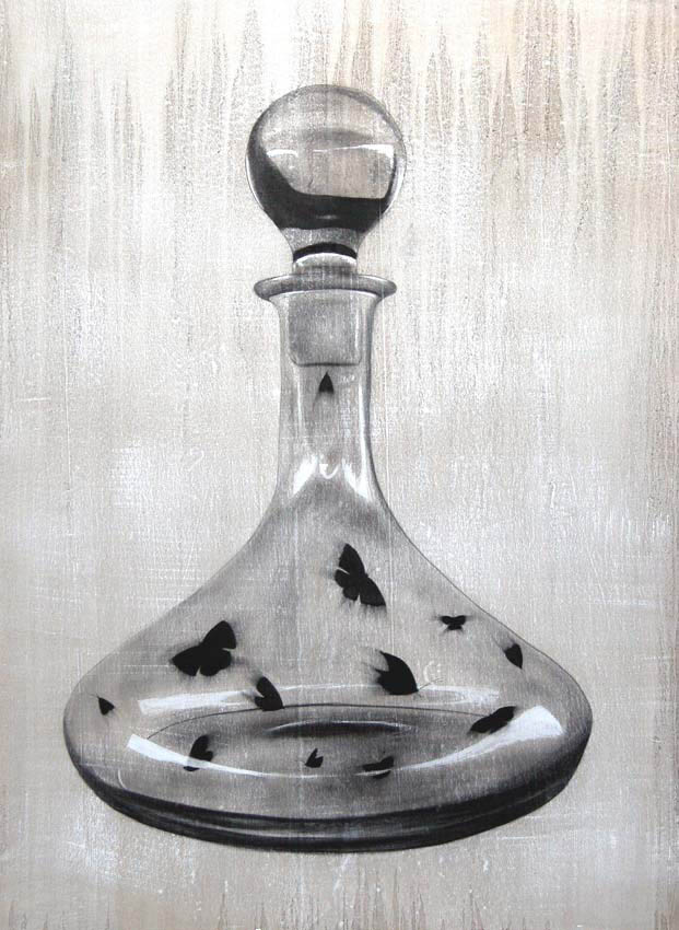 Carafe decantor-butterflies Thierry Bisch Contemporary painter animals painting art  nature biodiversity conservation Monaco Prince-Albert Prince-Albert-of-Monaco 