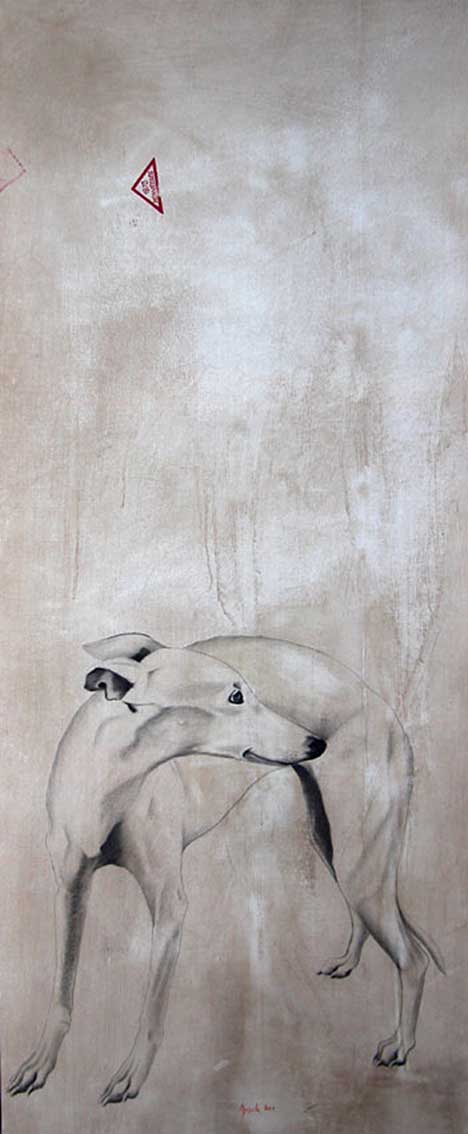 Whippet dog dog-whippet-greyhound-snap-dog-racing-dog-pet Thierry Bisch Contemporary painter animals painting art  nature biodiversity conservation Monaco Prince-Albert Prince-Albert-of-Monaco 