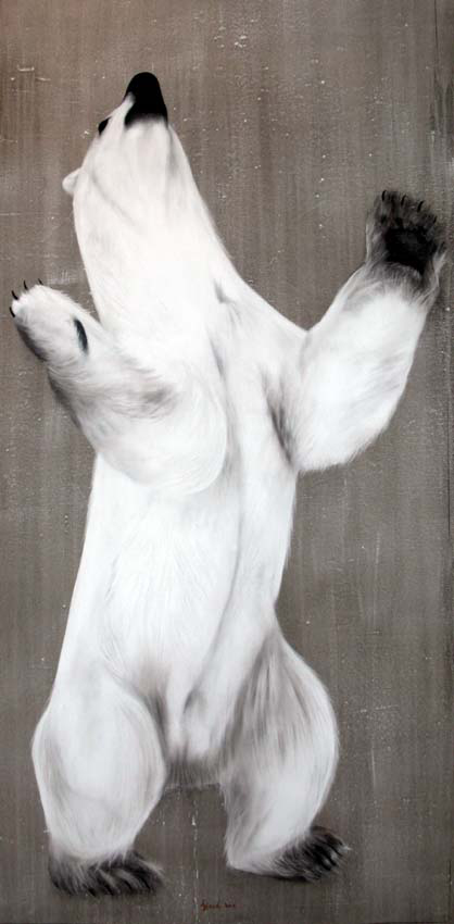 PRAYING POLAR BEAR POLAR-BEAR Thierry Bisch Contemporary painter animals painting art  nature biodiversity conservation 