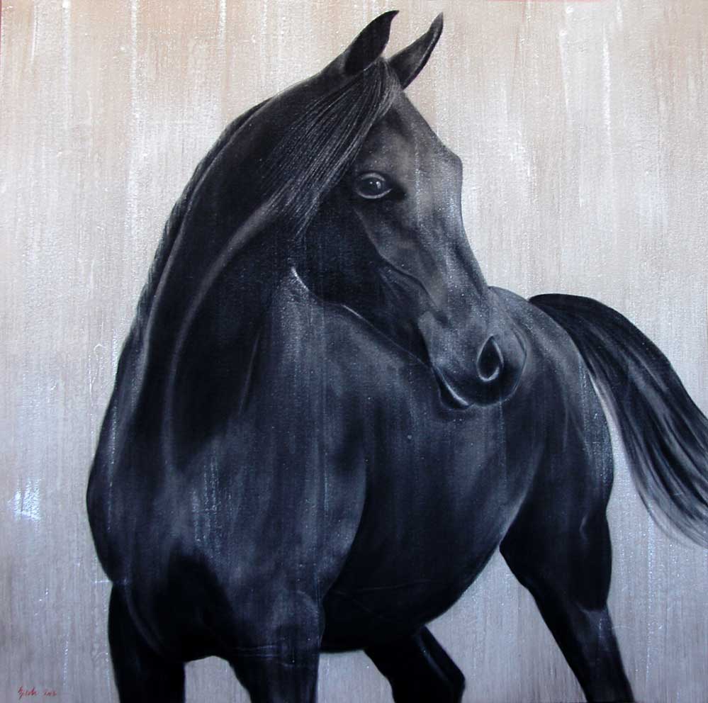 Pur Sang Andalou Andalusian-thoroughbred-horse Thierry Bisch Contemporary painter animals painting art  nature biodiversity conservation Monaco Prince-Albert Prince-Albert-of-Monaco 