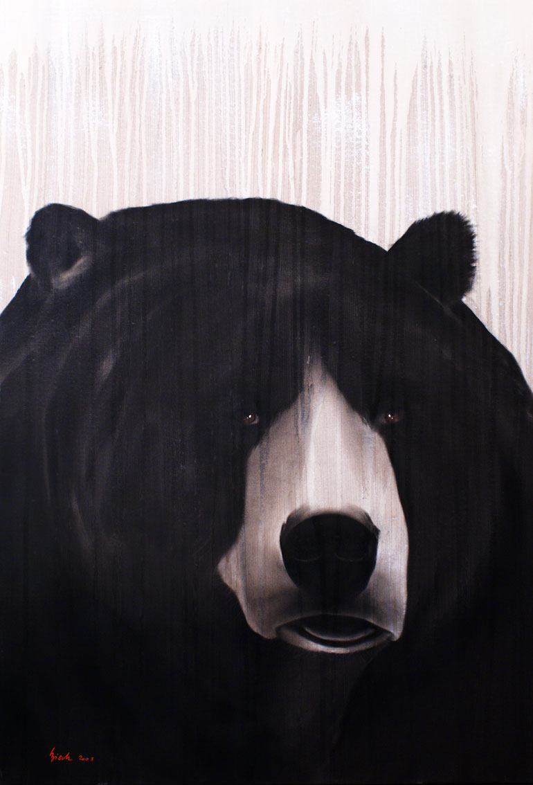 TEDDY GRIZZLY bear-brown-grizzly-kodiak Thierry Bisch Contemporary painter animals painting art  nature biodiversity conservation Monaco Prince-Albert Prince-Albert-of-Monaco 
