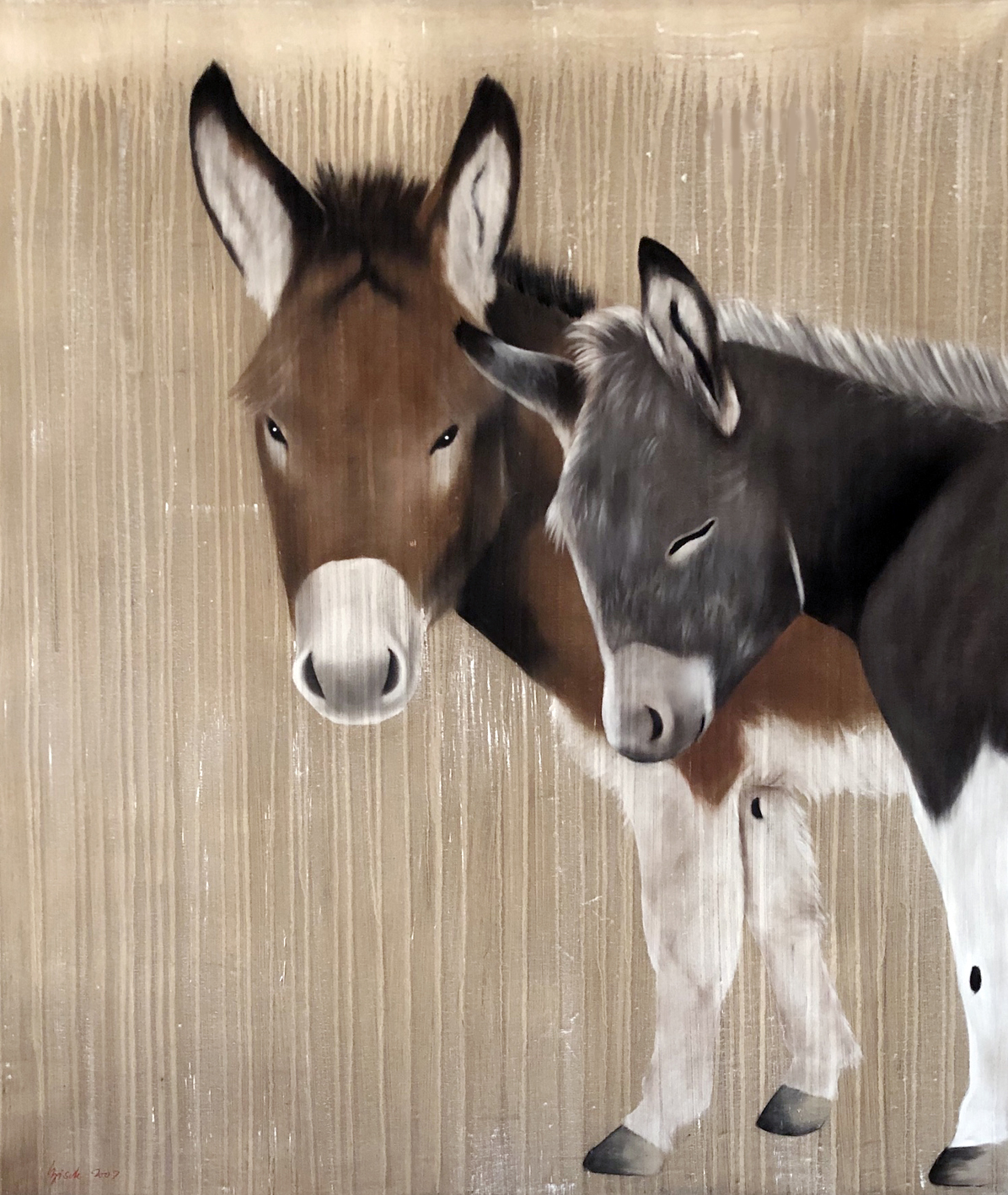 Roméo-et-Charlie donkey Thierry Bisch Contemporary painter animals painting art decoration nature biodiversity conservation