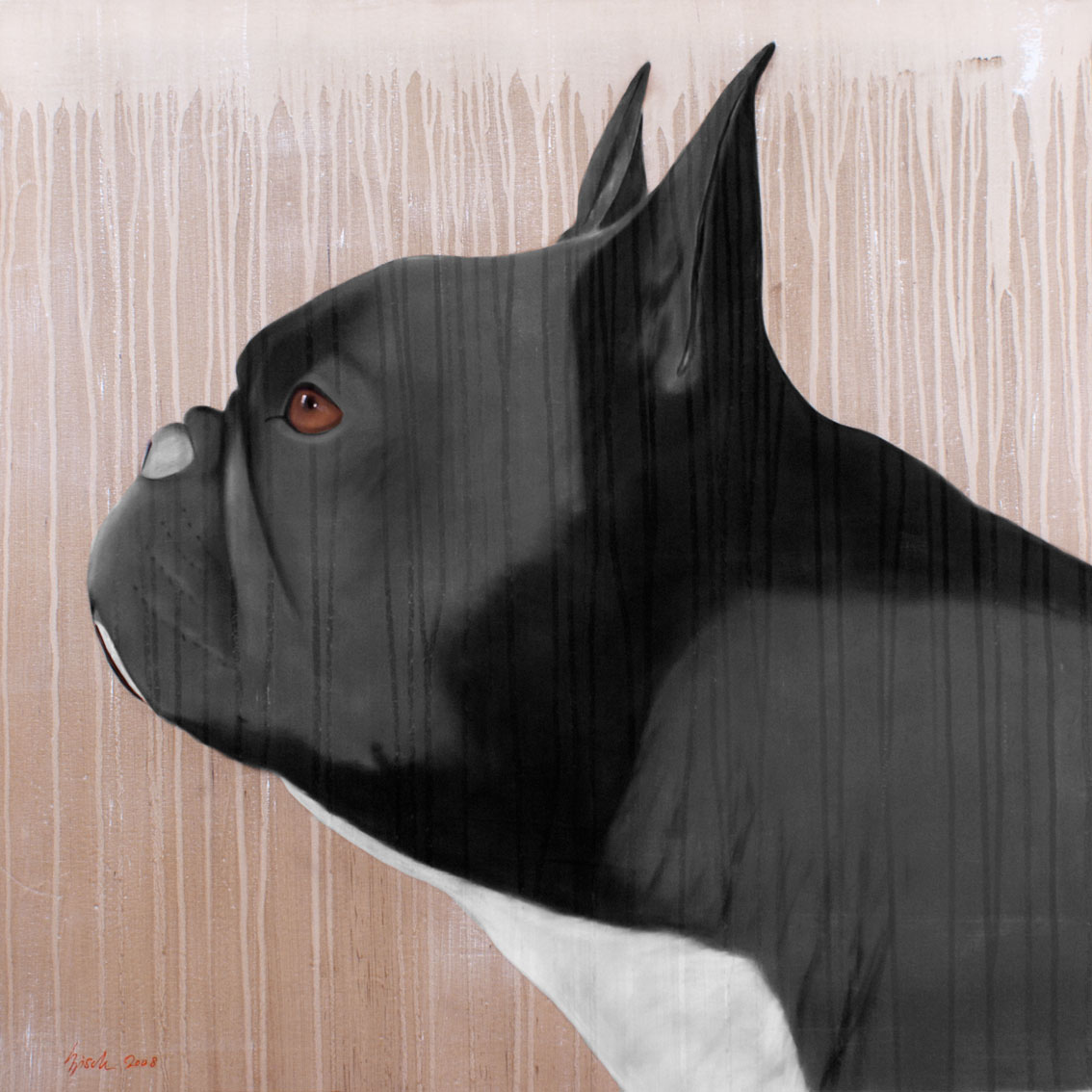 GREY FRENCHY french-bulldog-frenchy-pet Thierry Bisch Contemporary painter animals painting art  nature biodiversity conservation Monaco Prince-Albert Prince-Albert-of-Monaco 