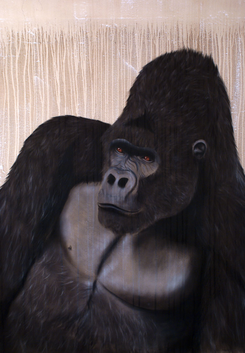 Gorille gorilla-ape-monkey Thierry Bisch Contemporary painter animals painting art  nature biodiversity conservation Monaco Prince-Albert Prince-Albert-of-Monaco 