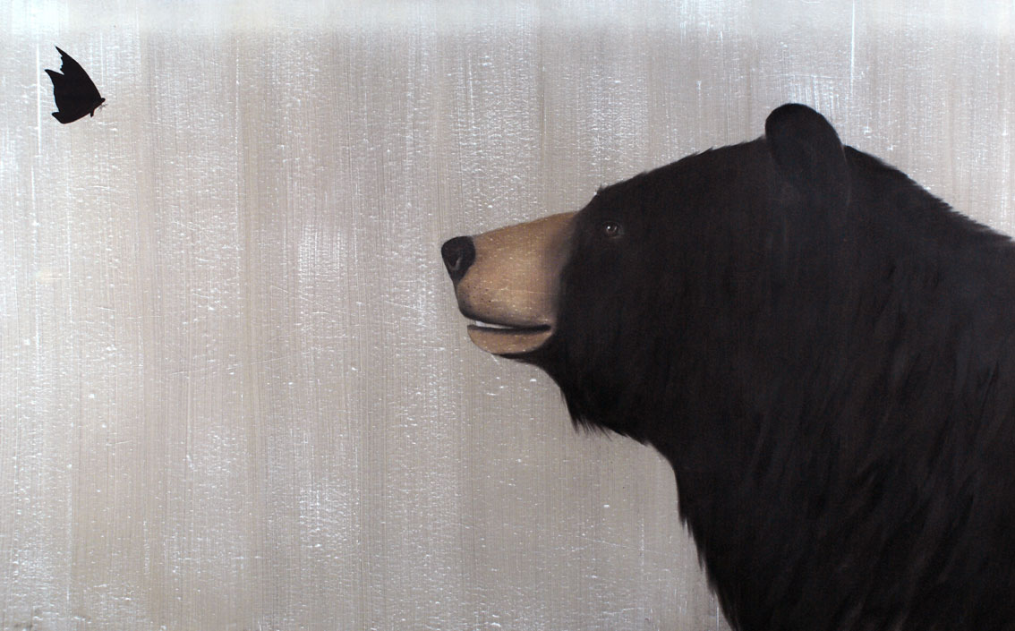 SPRING bear-brown-grizzly-kodiak-butterfly Thierry Bisch Contemporary painter animals painting art  nature biodiversity conservation Monaco Prince-Albert Prince-Albert-of-Monaco 