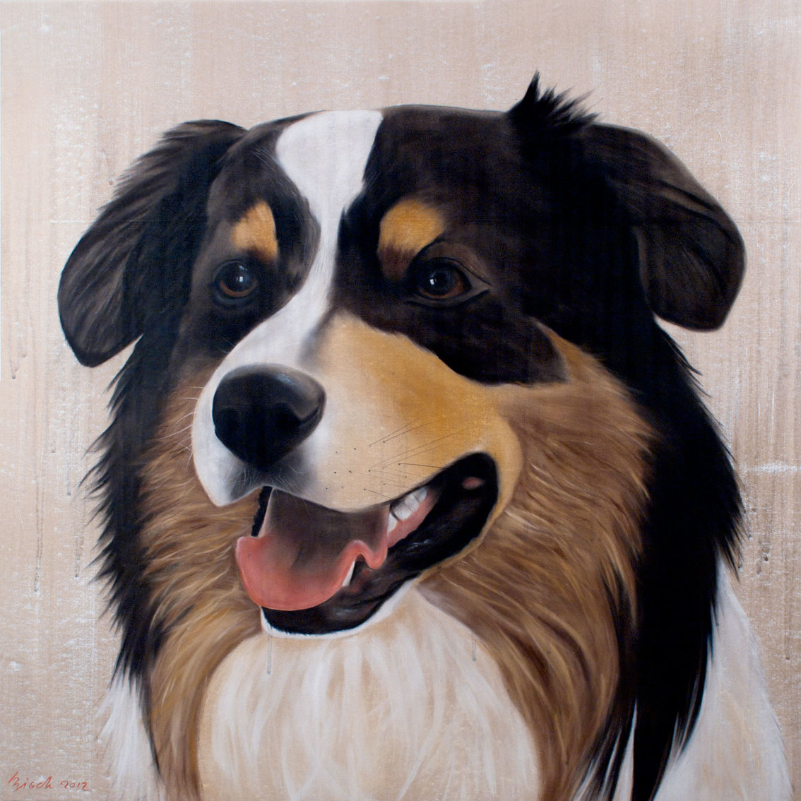 Gus Dog Australian-shepperd-aussie-truffle-dog-pet Thierry Bisch Contemporary painter animals painting art  nature biodiversity conservation 