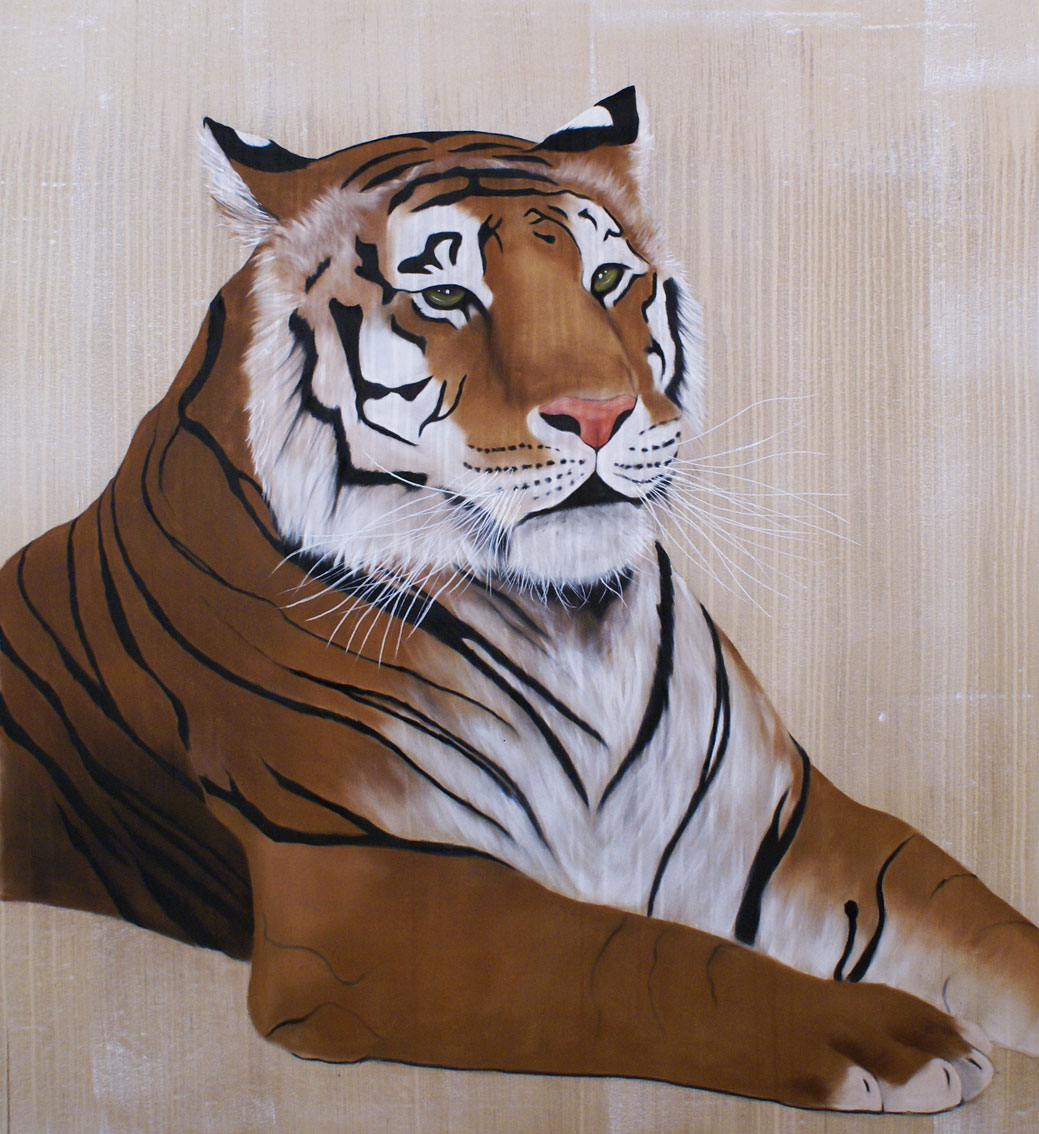 TIGER tiger-royal-bengal- Thierry Bisch Contemporary painter animals painting art  nature biodiversity conservation Monaco Prince-Albert Prince-Albert-of-Monaco 