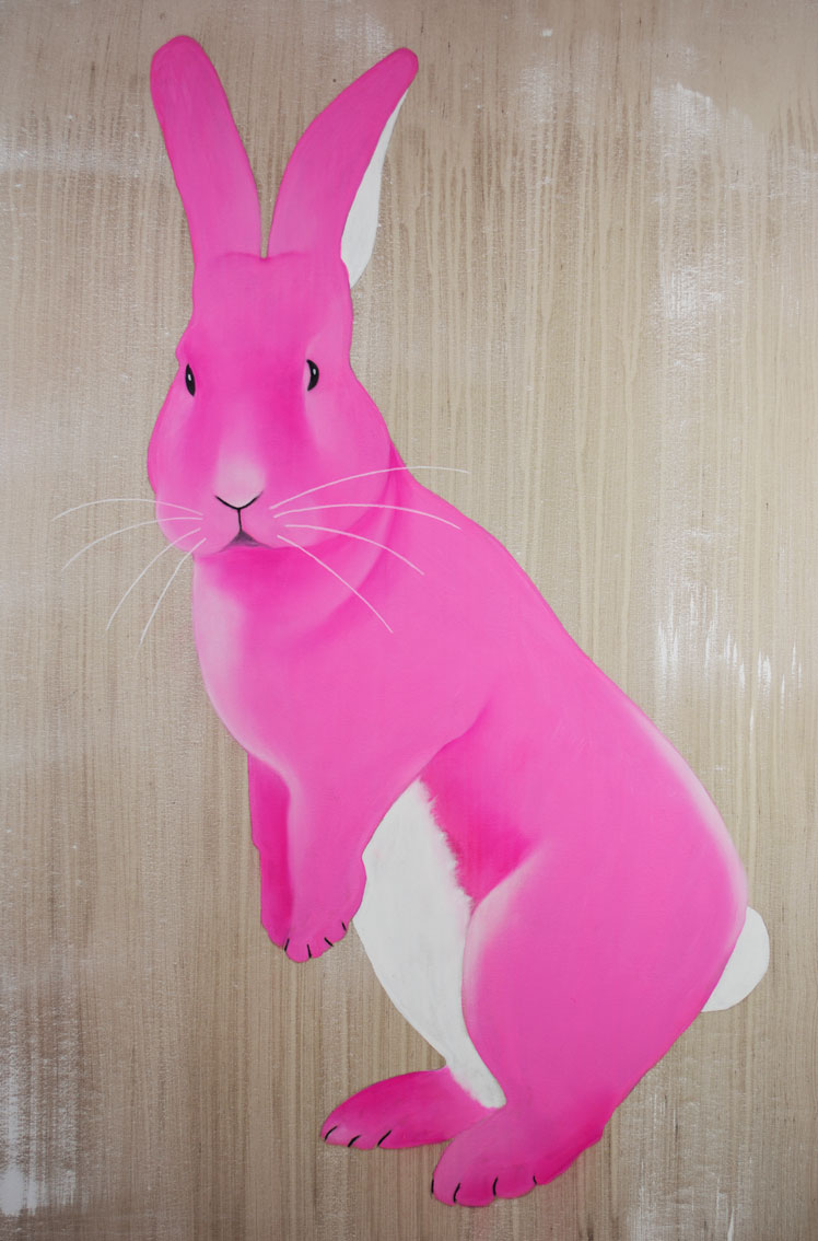 JOE RABBIT rabbit-pink-hare- Thierry Bisch Contemporary painter animals painting art  nature biodiversity conservation Monaco Prince-Albert Prince-Albert-of-Monaco 