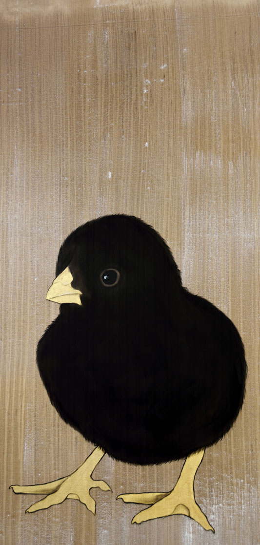 BLACK and GOLD CHICK chick-chicken Thierry Bisch Contemporary painter animals painting art  nature biodiversity conservation Monaco Prince-Albert Prince-Albert-of-Monaco 