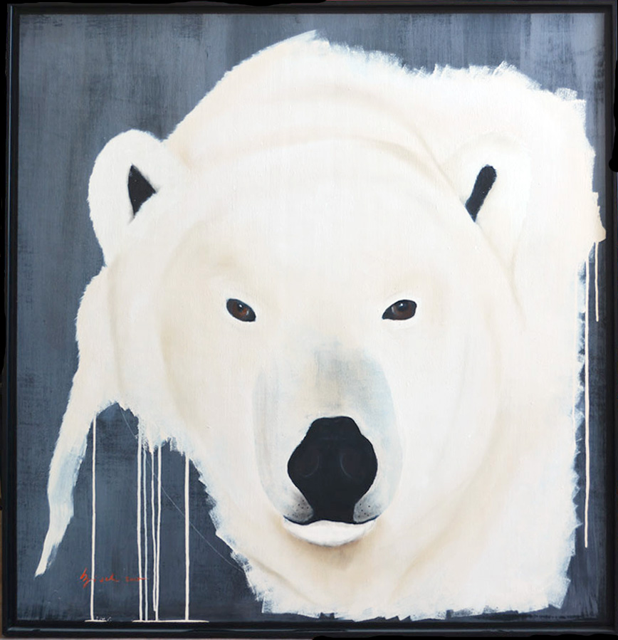 POLAR BEAR  Thierry Bisch Contemporary painter animals painting art decoration nature biodiversity conservation