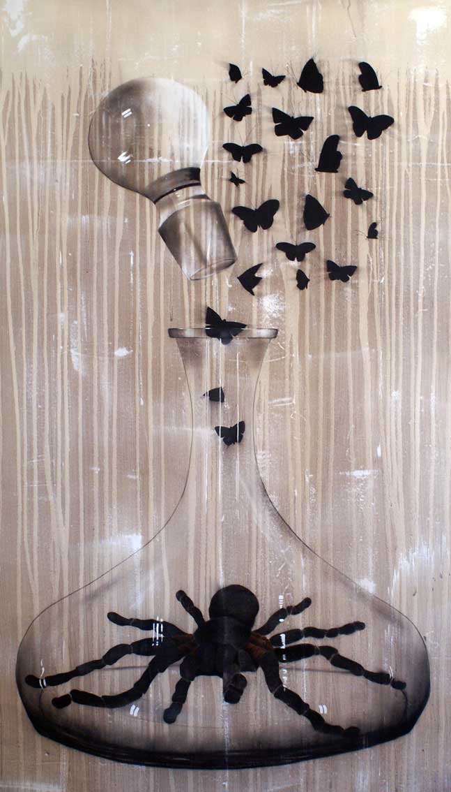 Mygale Carafe-spider Thierry Bisch Contemporary painter animals painting art  nature biodiversity conservation Monaco Prince-Albert Prince-Albert-of-Monaco 