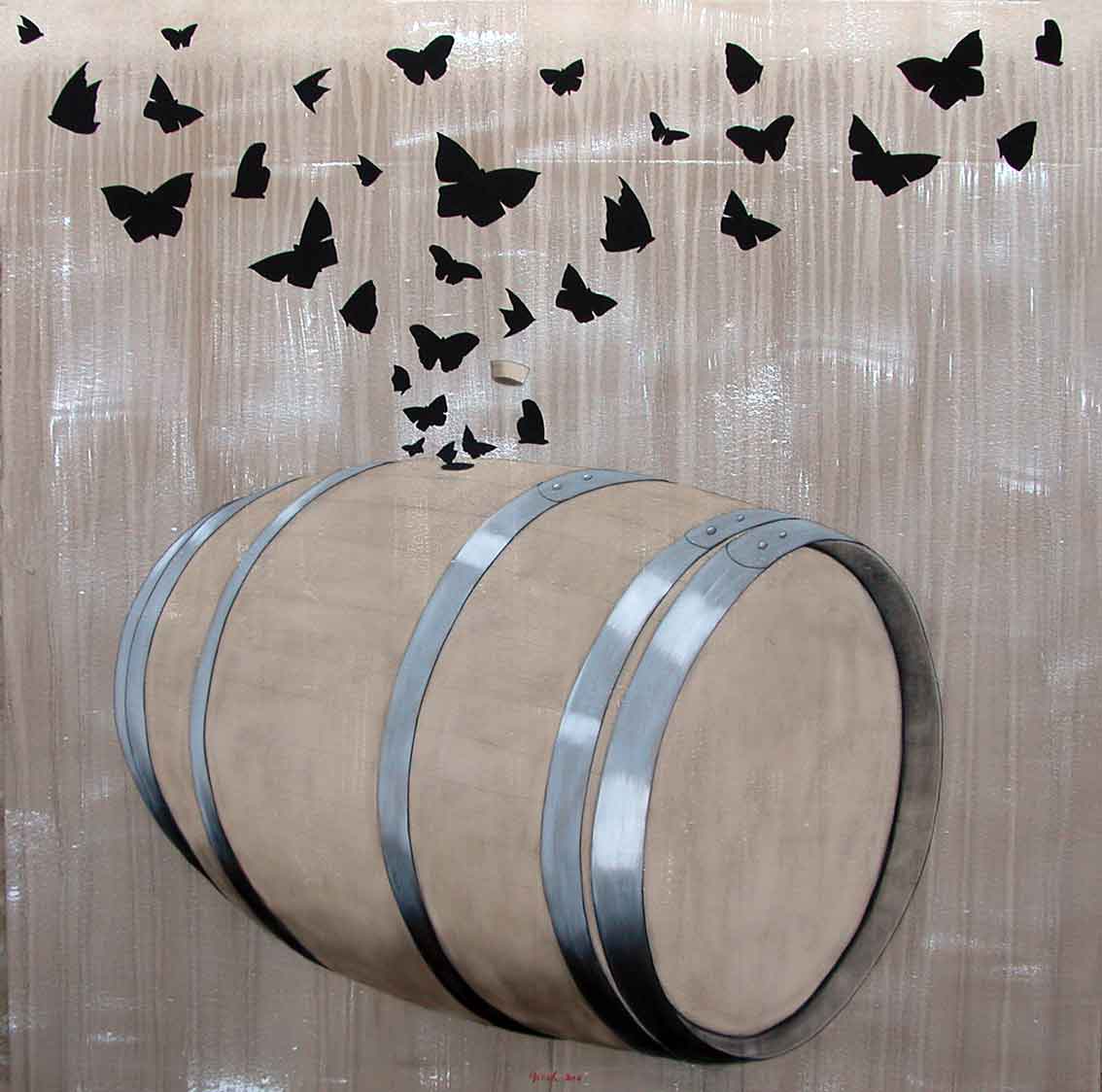 SOTB Barrel-butterfly Thierry Bisch Contemporary painter animals painting art  nature biodiversity conservation 