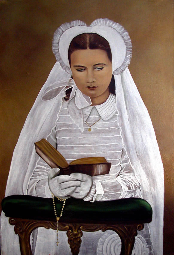 Magali portrait-child-communion-first-communion-religious-rituals Thierry Bisch Contemporary painter animals painting art  nature biodiversity conservation 