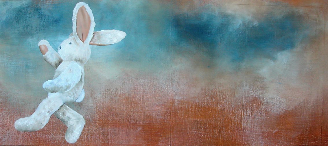 Flying Rabbit teddy Thierry Bisch Contemporary painter animals painting art  nature biodiversity conservation Monaco Prince-Albert Prince-Albert-of-Monaco 
