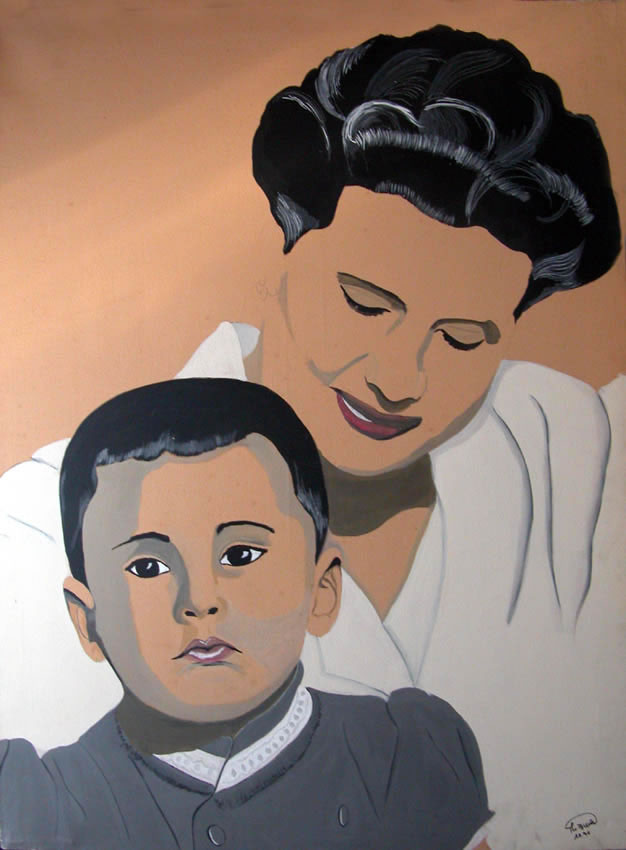 Mom-and-son Child-portraits Thierry Bisch Contemporary painter animals painting art  nature biodiversity conservation Monaco Prince-Albert Prince-Albert-of-Monaco 