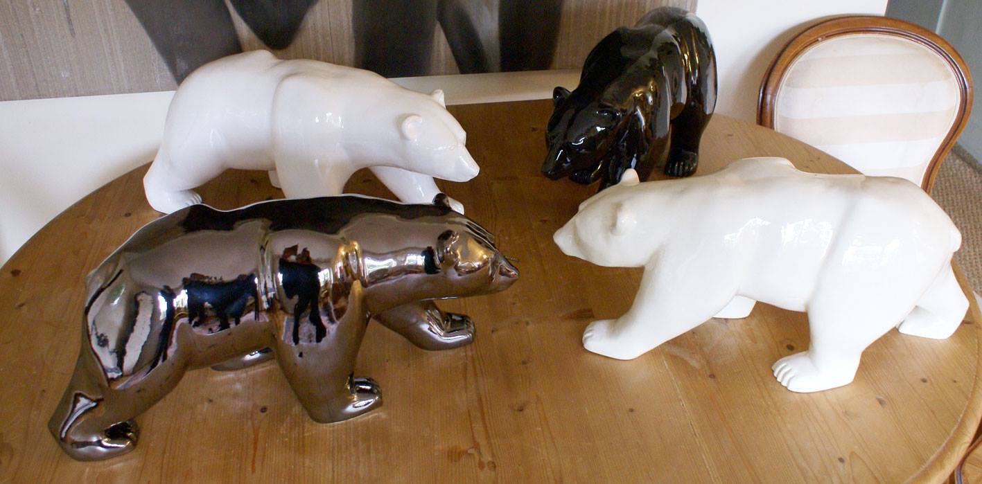 ours-ceramique Sculpture-ceramic-bear Thierry Bisch Contemporary painter animals painting art  nature biodiversity conservation Monaco Prince-Albert Prince-Albert-of-Monaco 