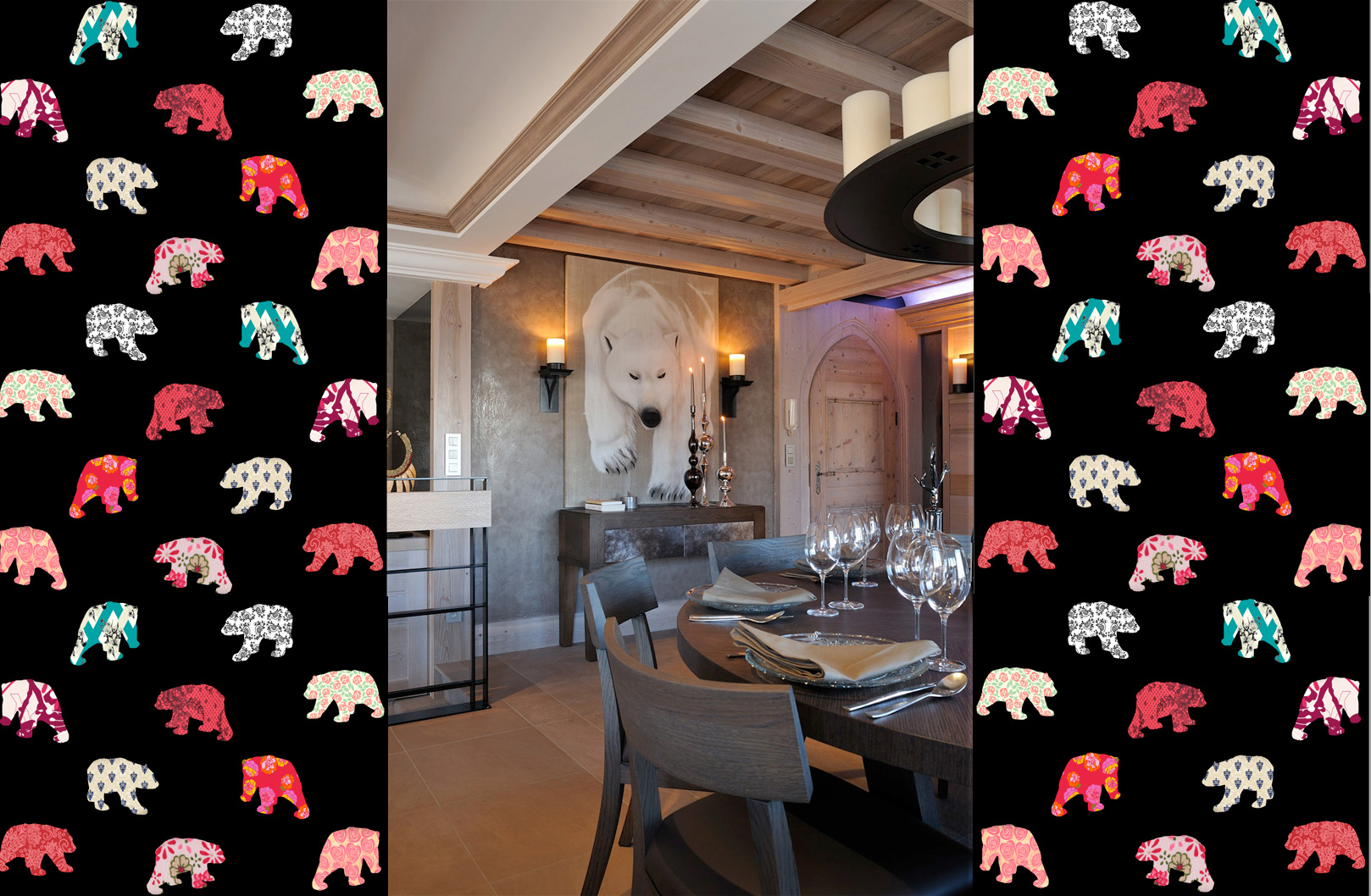 WPB-COURCHEVEL-PATTERNS polar-bear-white-deco-decoration-large-size-printed-canvas-luxury-high-quality Thierry Bisch Contemporary painter animals painting art  nature biodiversity conservation Monaco Prince-Albert Prince-Albert-of-Monaco 
