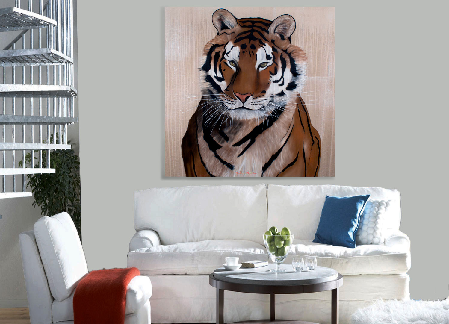 PANTHERA TIGRIS ALTAICA tiger-royal-siberian-panthera-tigris-decoration-large-size-printed-canvas-luxury-high-quality Thierry Bisch Contemporary painter animals painting art  nature biodiversity conservation 