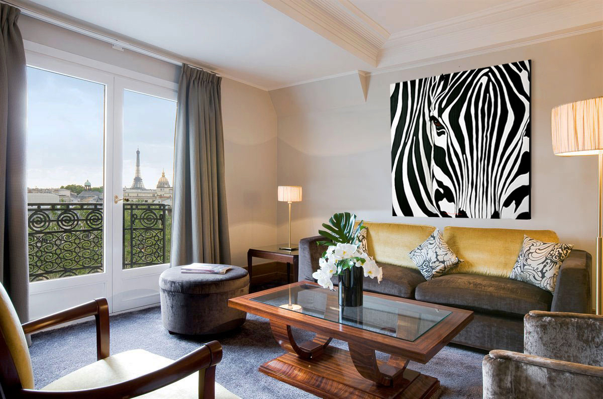 ZEBRE zebra-deco-decoration-large-size-printed-canvas-luxury-high-quality Thierry Bisch Contemporary painter animals painting art  nature biodiversity conservation Monaco Prince-Albert Prince-Albert-of-Monaco 