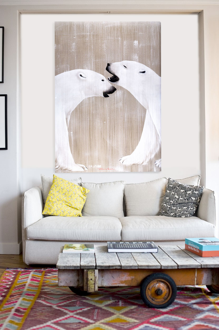2 POLAR BEARS PLAYING POLAR-BEAR Thierry Bisch Contemporary painter animals painting art  nature biodiversity conservation Monaco Prince-Albert Prince-Albert-of-Monaco 