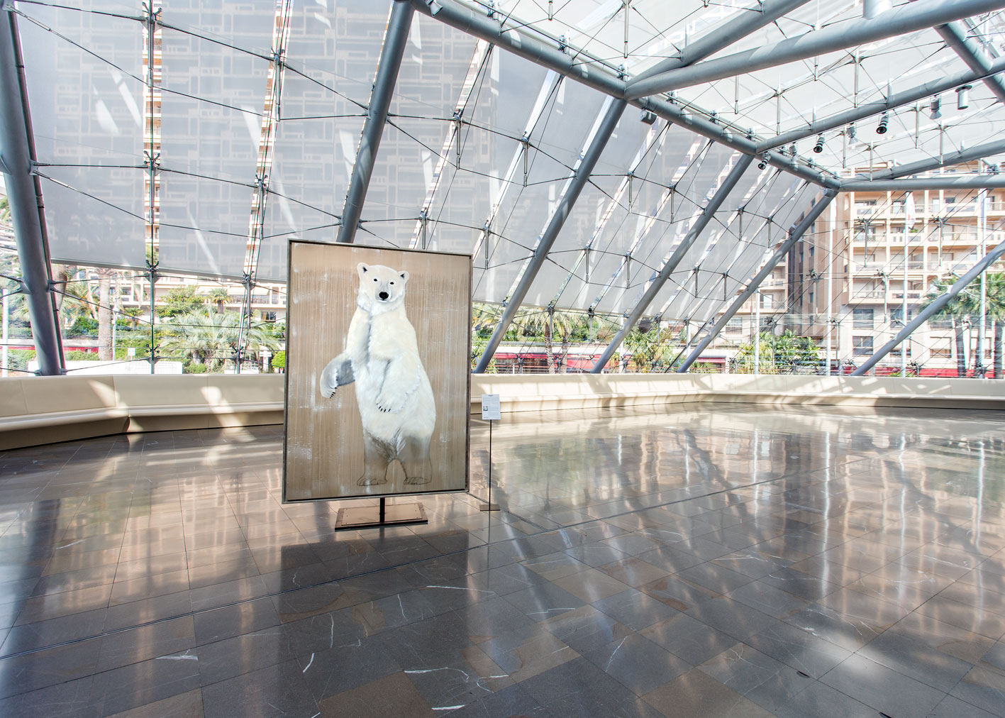 GRIMALDI FORUM MONACO ursus-maritimus-polar-bear-white-threatened-endangered-extinction Thierry Bisch Contemporary painter animals painting art  nature biodiversity conservation Monaco Prince-Albert Prince-Albert-of-Monaco 