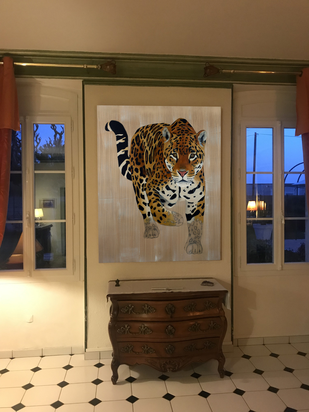 Pantera-Onca panthera-onca-jaguar-delete-threatened-endangered-extinction- Thierry Bisch Contemporary painter animals painting art  nature biodiversity conservation Monaco Prince-Albert Prince-Albert-of-Monaco 