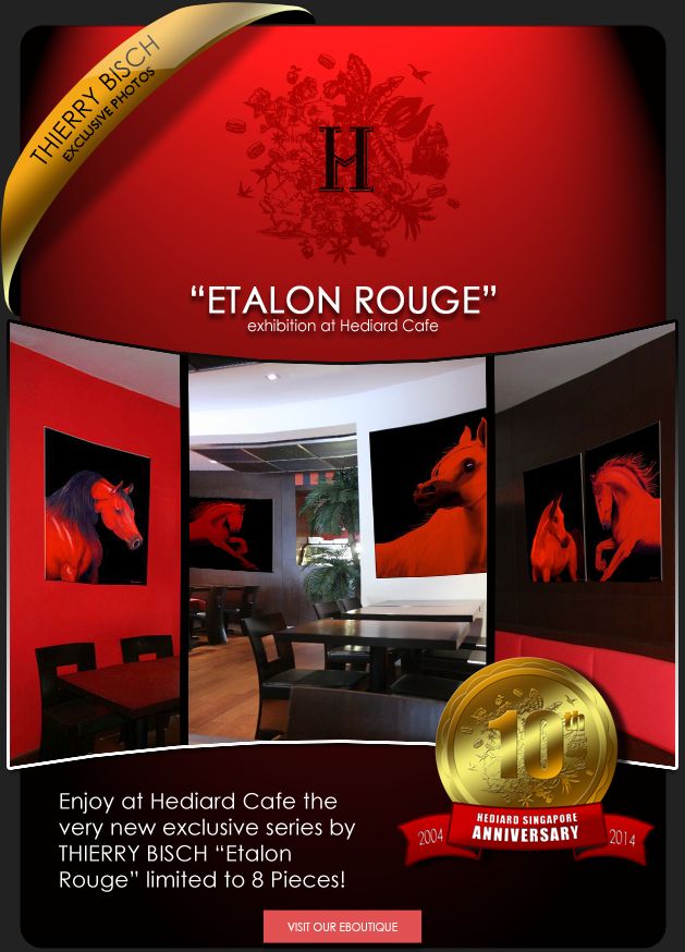 CAFÉ HEDIARD-SINGAPORE Horse-red-stallion-arabian-yearling- Thierry Bisch Contemporary painter animals painting art  nature biodiversity conservation Monaco Prince-Albert Prince-Albert-of-Monaco 