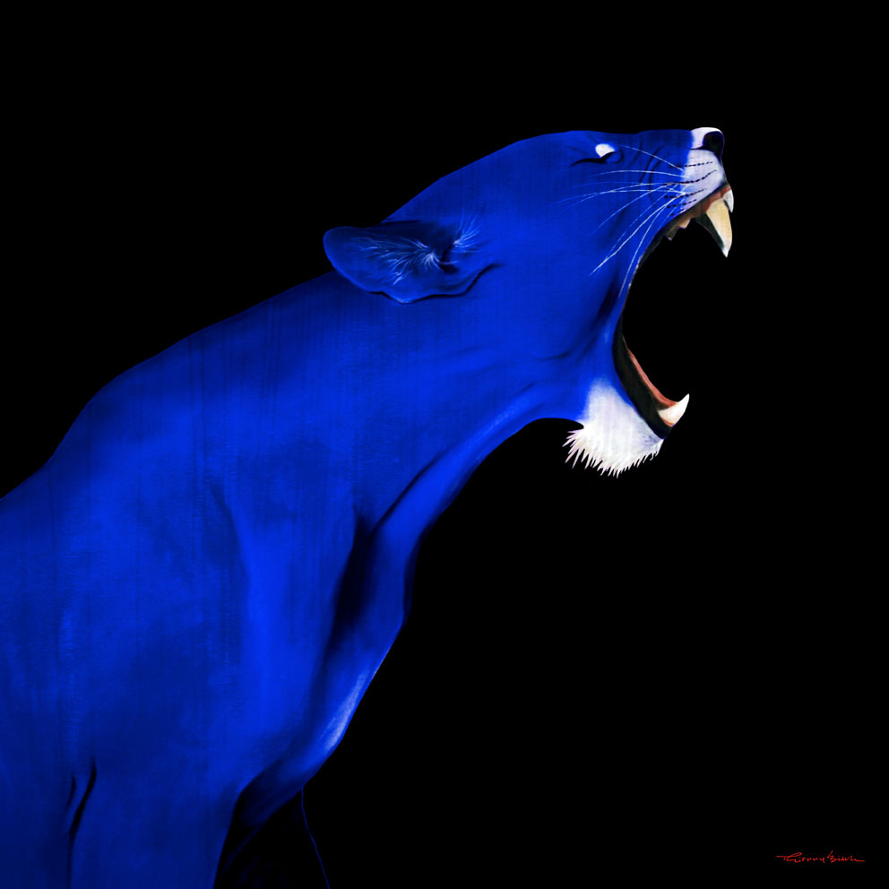 LIONESS DEEP BLUE LIONESS Thierry Bisch Contemporary painter animals painting art decoration nature biodiversity conservation