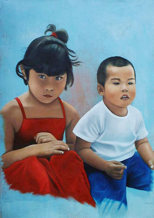 Medina et Fouad portrait Thierry Bisch Contemporary painter animals painting art  nature biodiversity conservation Monaco Prince-Albert Prince-Albert-of-Monaco 