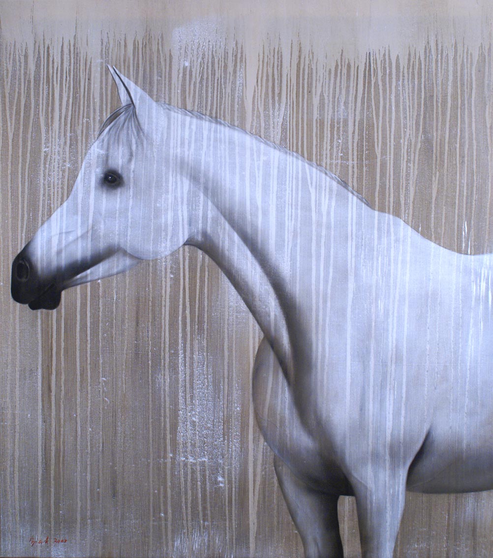 PHANELAH arabian-thoroughbred-horse Thierry Bisch Contemporary painter animals painting art  nature biodiversity conservation Monaco Prince-Albert Prince-Albert-of-Monaco 